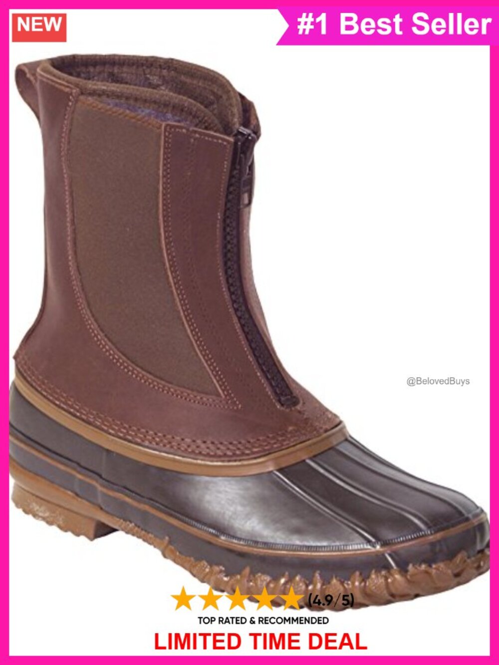 Insulated Oil Tanned Leather Zip Pac Boot Mid Calf Winter Snow Boot